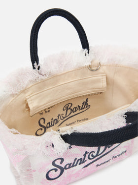 Borsa Vanity mini in canvas con stampa toile de Jouy rosa