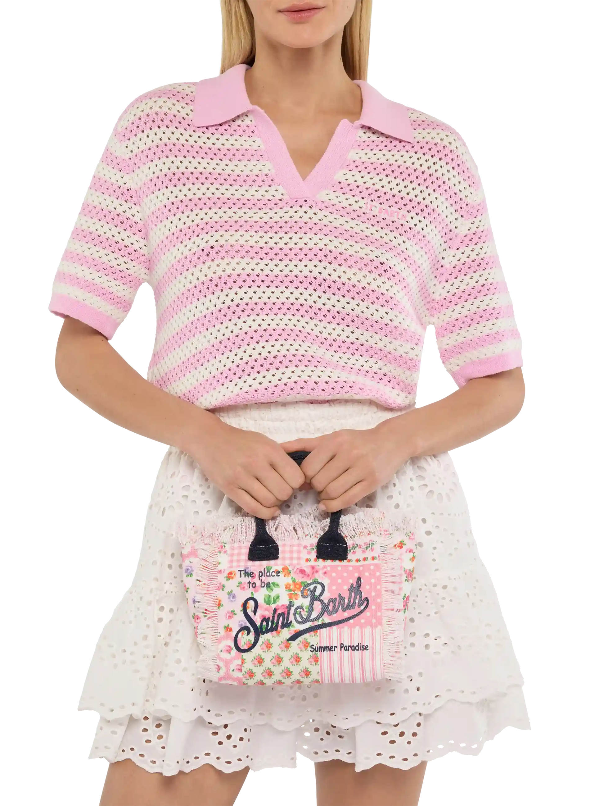 Cotton canvas Mini Vanity bag with flower patch print - MC2 Saint Barth