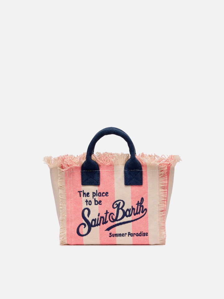 Mini-Kosmetiktasche aus Baumwollcanvas mit Streifendruck