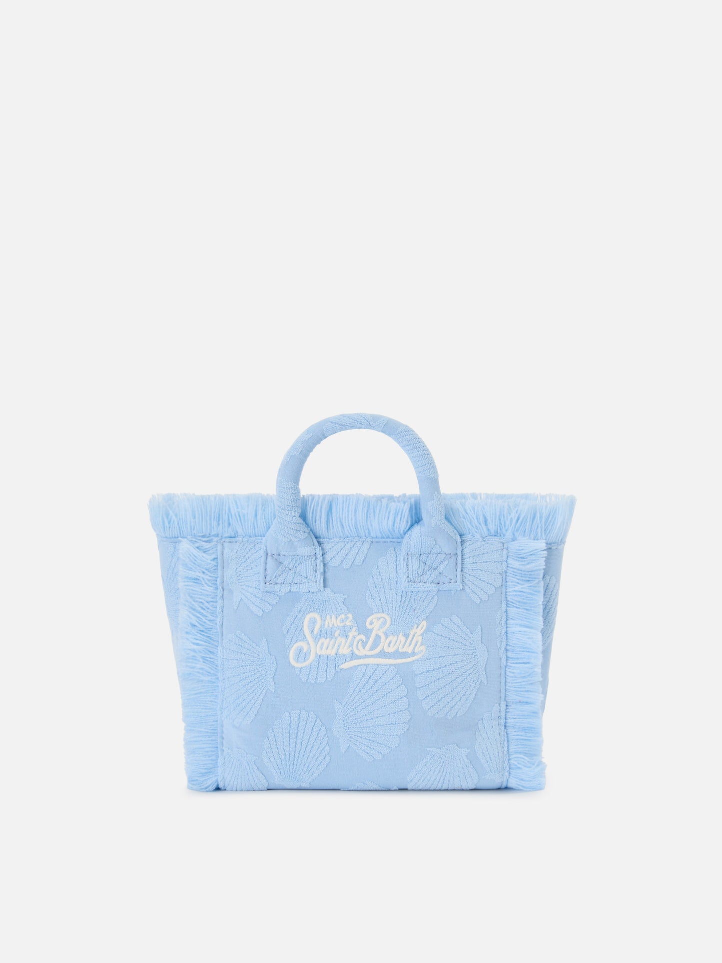 Borsa Vanity mini in tessuto effetto spugna con conchiglie in rilievo