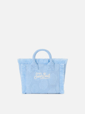 Borsa Vanity mini in tessuto effetto spugna con conchiglie in rilievo