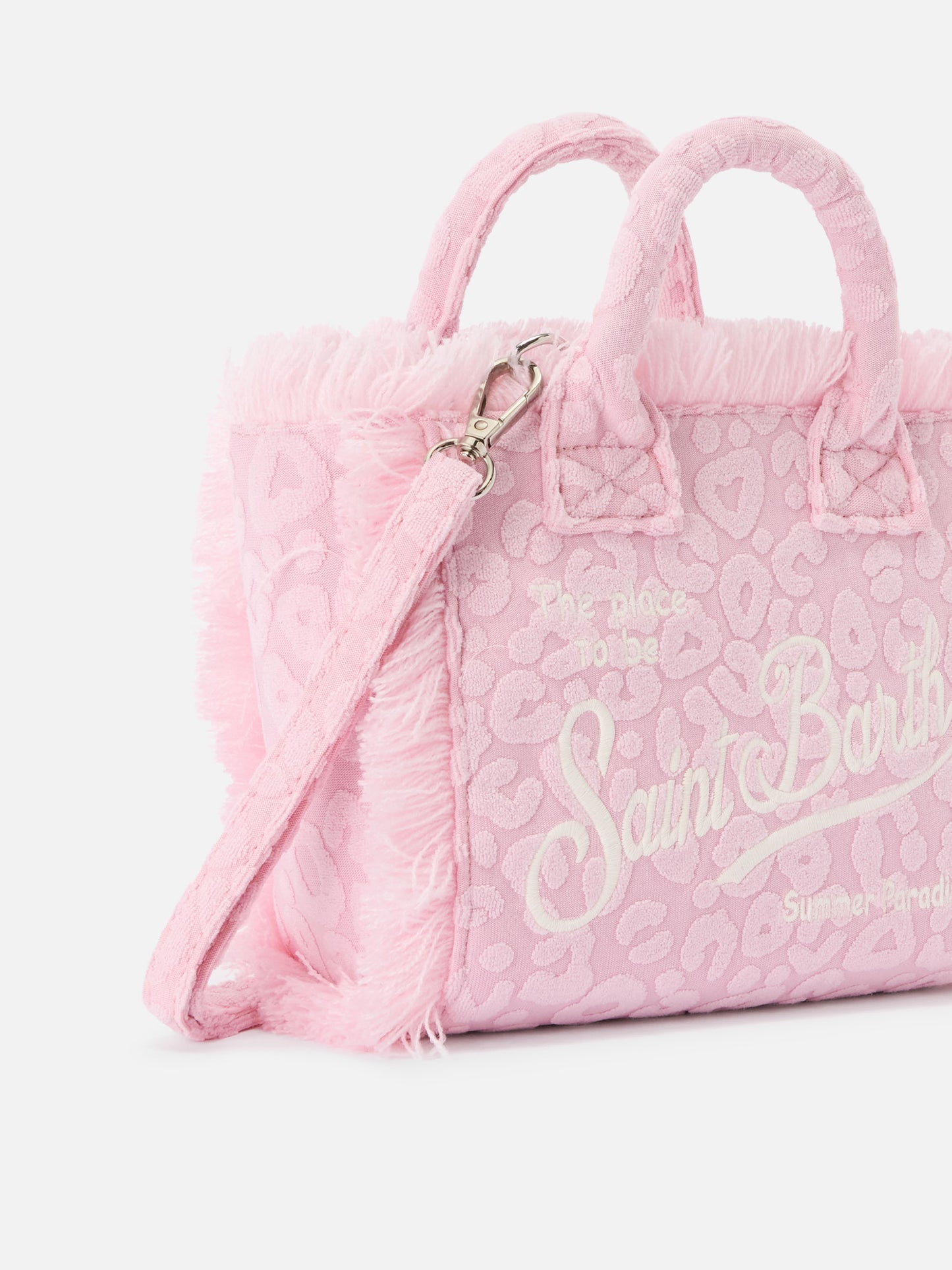 Terry effect Vanity mini bag with raised leopard pattern