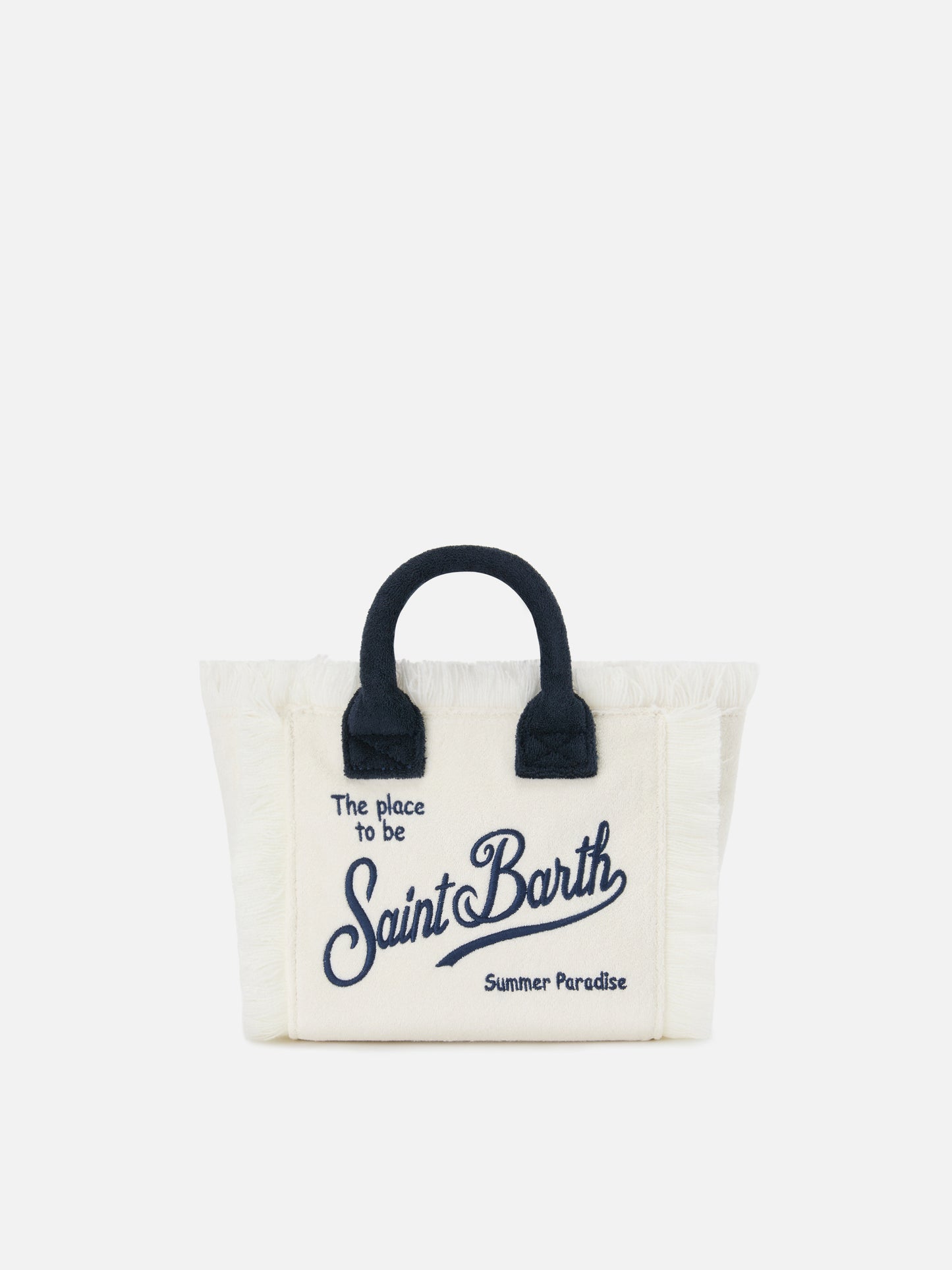 White terry effect Vanity mini bag with embroidered logo