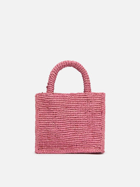 Pink Mini Vanity Raffia bag with Saint Barth embroidery - MC2 Saint Barth