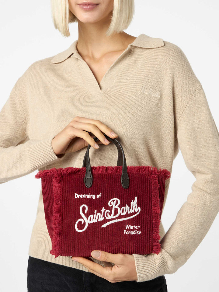 Mini Vanity burgundy corduroy handbag - MC2 Saint Barth