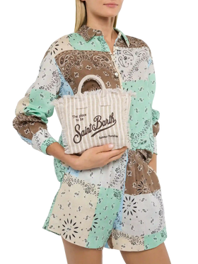 Mini Vanity Linen bag with striped print - MC2 Saint Barth