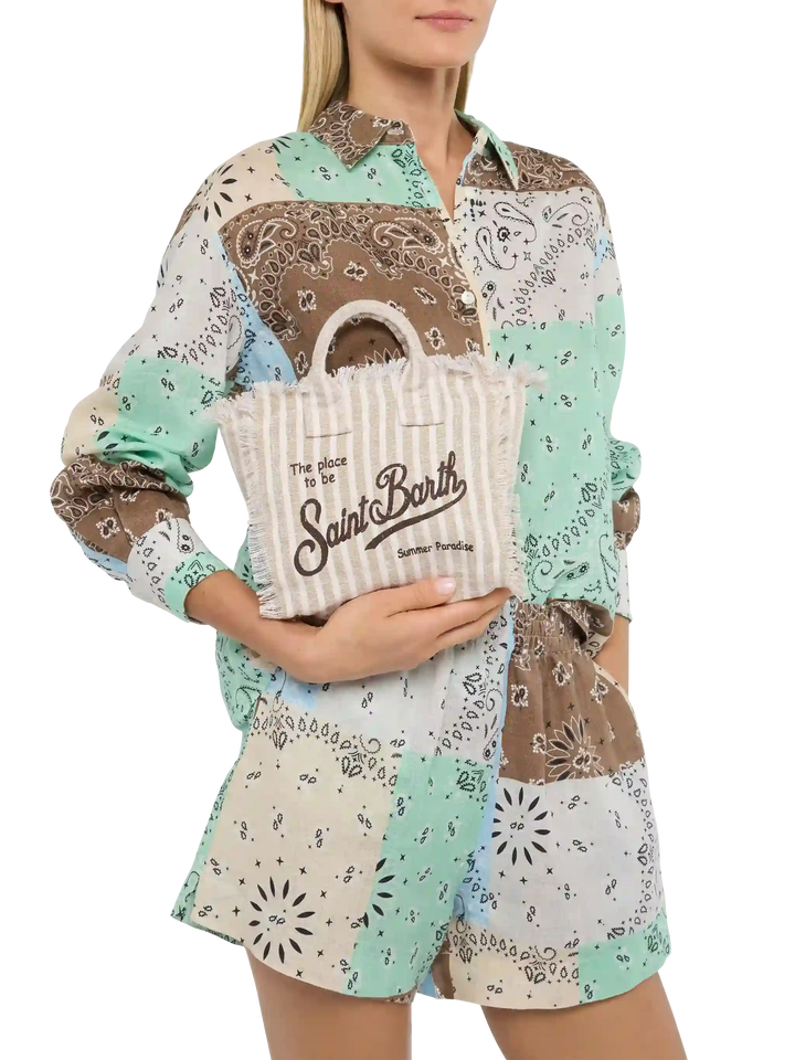 Mini Vanity Linen bag with striped print - MC2 Saint Barth