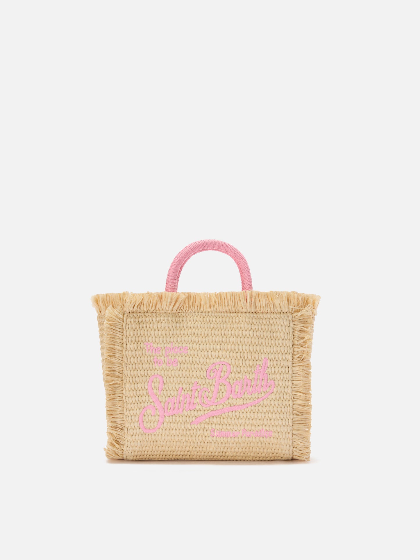 Mini bolso efecto paja Vanity con logo bordado 