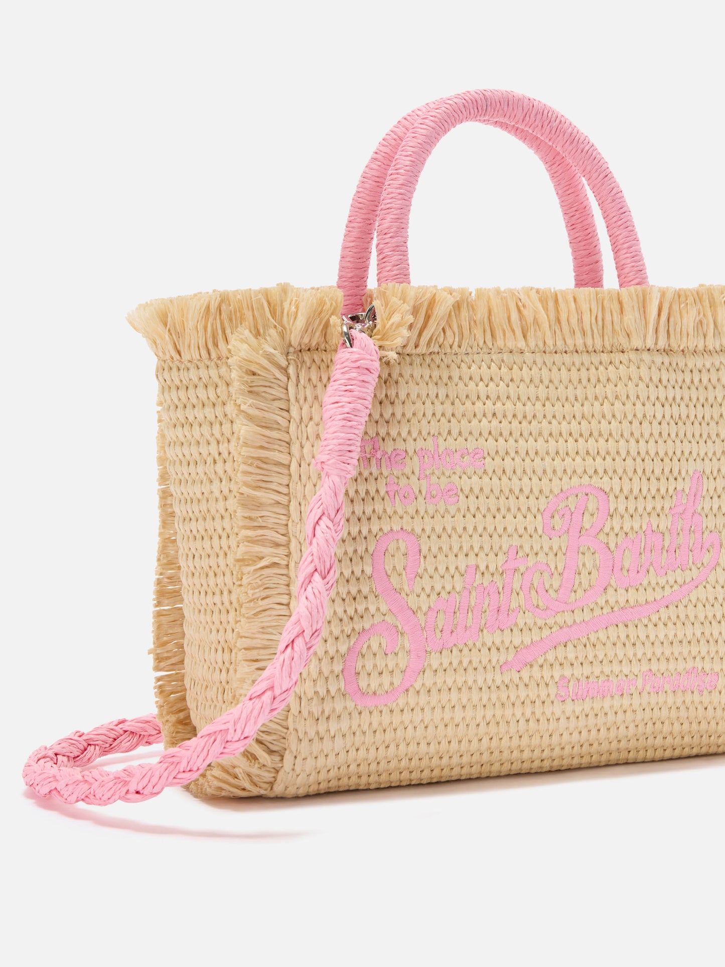 Mini bolso efecto paja Vanity con logo bordado 