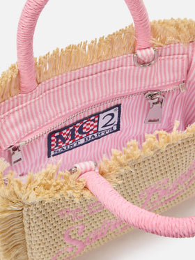 Mini bolso efecto paja Vanity con logo bordado 