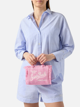 Pink Mini Vanity Straw effect bag