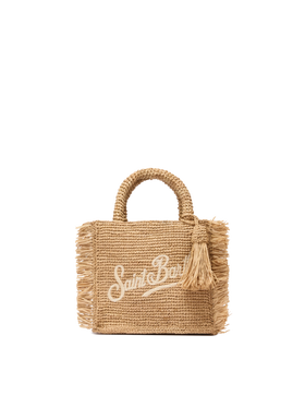 Mini Vanity Raffia Fringes bag with Saint Barth embroidery - MC2 Saint Barth
