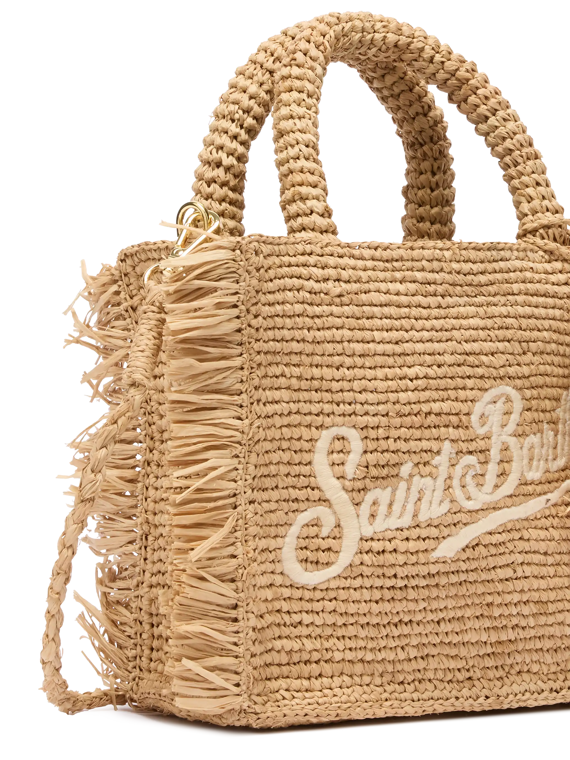 Mini Vanity Raffia Fringes bag with Saint Barth embroidery - MC2 Saint Barth