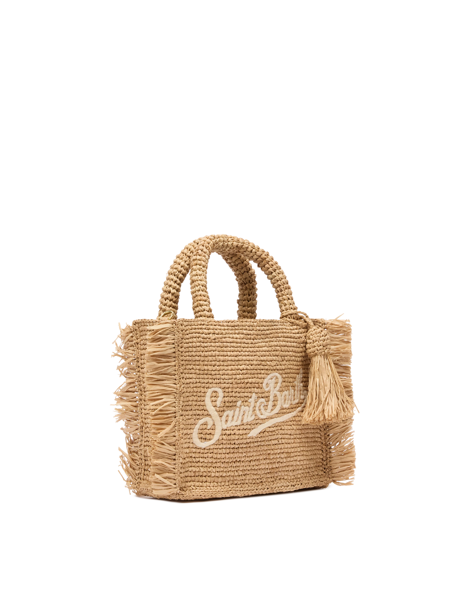 Mini Vanity Raffia Fringes bag with Saint Barth embroidery - MC2 Saint Barth
