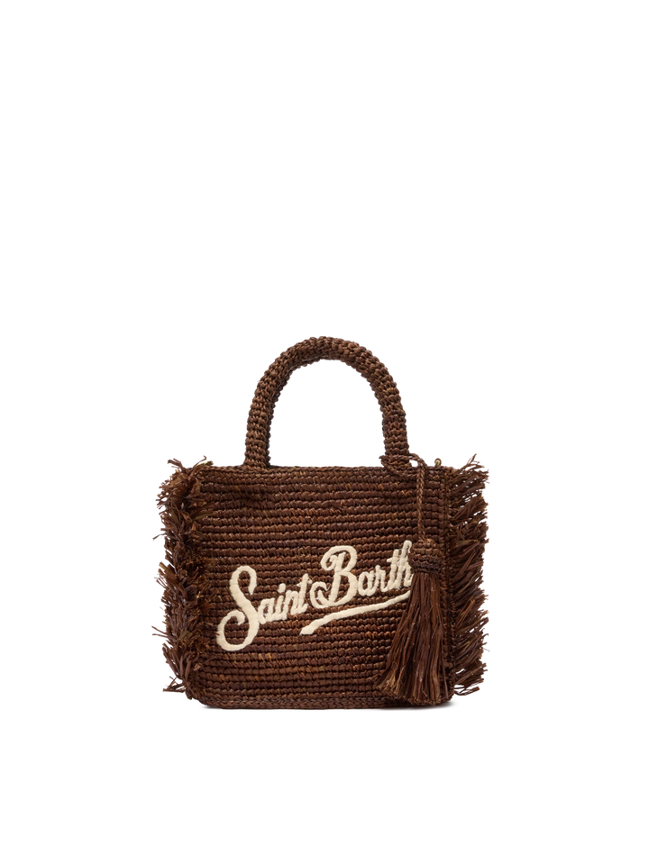 Mini Vanity Raffia Fringes bag with Saint Barth embroidery - MC2 Saint Barth