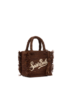 Mini Vanity Raffia Fringes bag with Saint Barth embroidery - MC2 Saint Barth