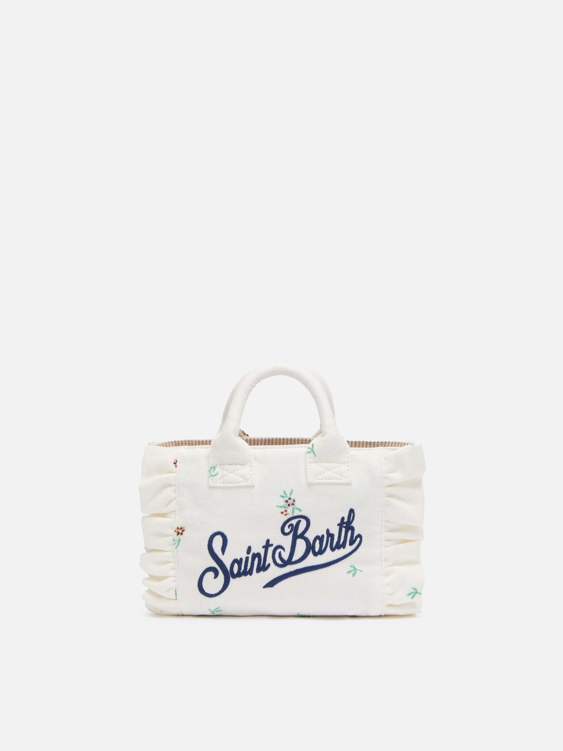 Mini Vanity Volant bag in denim with flower embroidery - MC2 Saint Barth