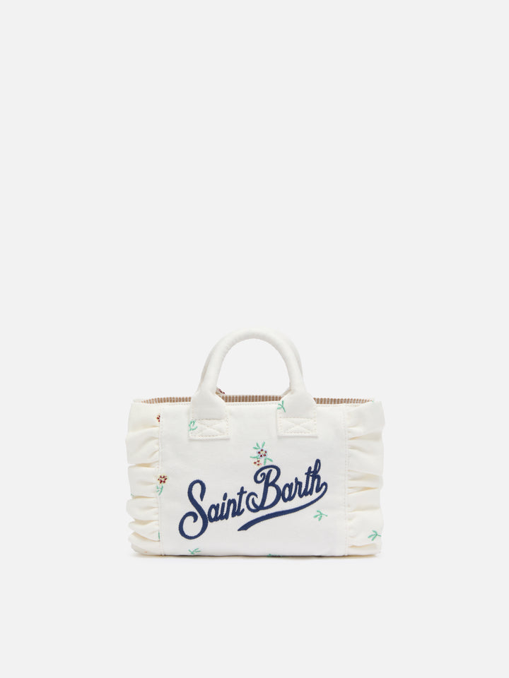 Mini Vanity Volant bag in denim with flower embroidery - MC2 Saint Barth