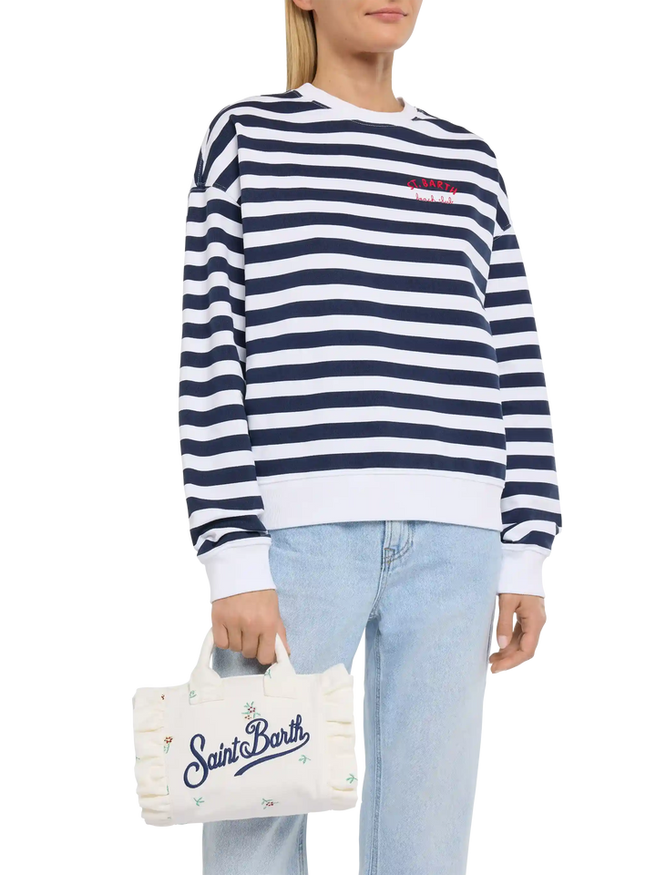 Mini Vanity Volant bag in denim with flower embroidery - MC2 Saint Barth