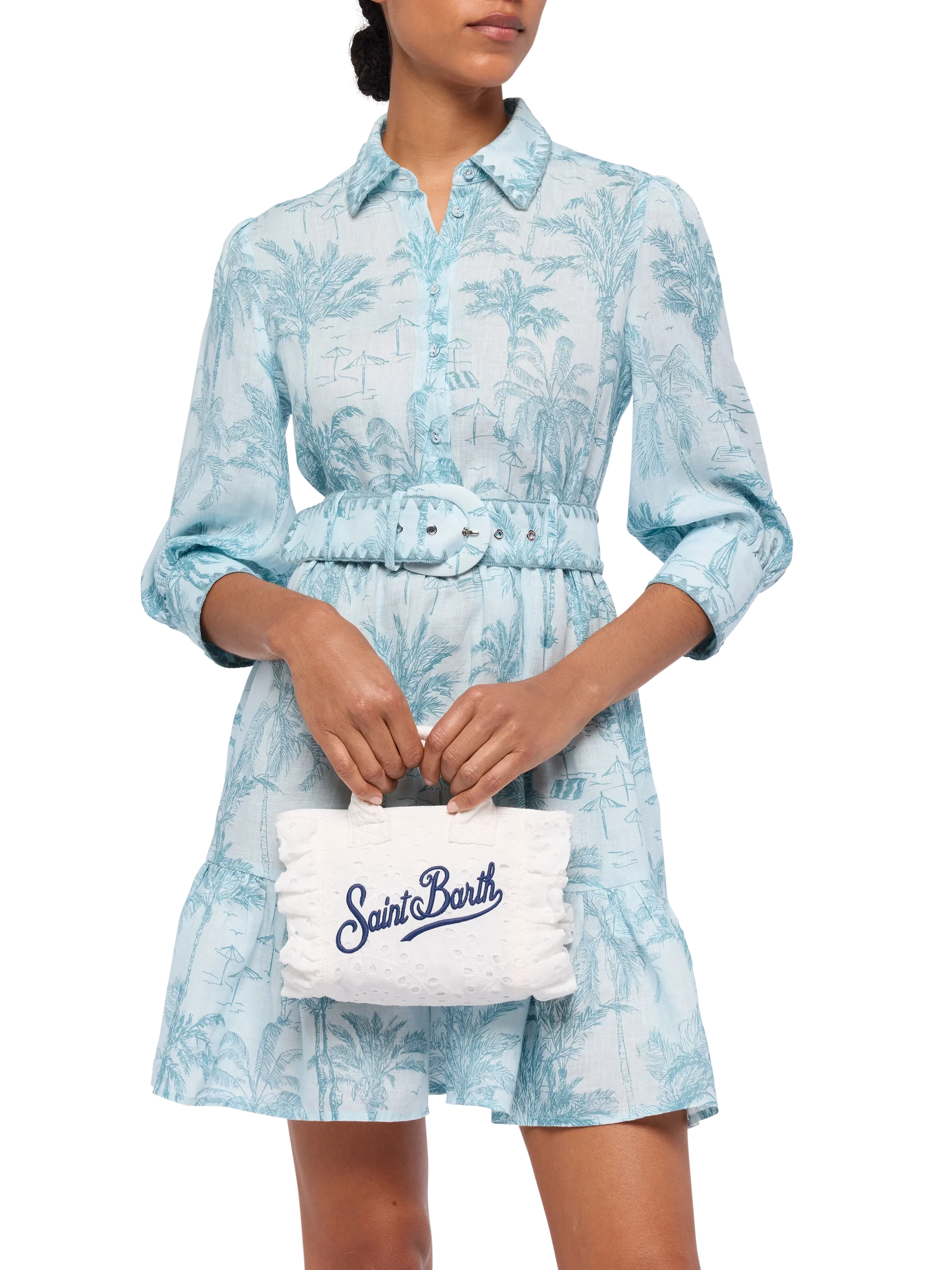 White Sangallo lace Mini Vanity Volant bag - MC2 Saint Barth