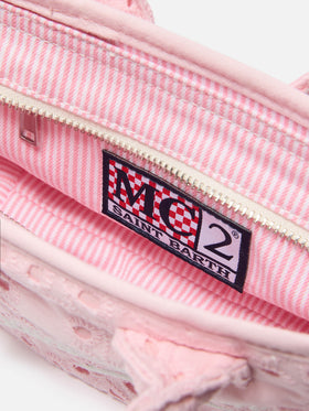 Pink Vanity mini volant bag in broderie anglaise cotton