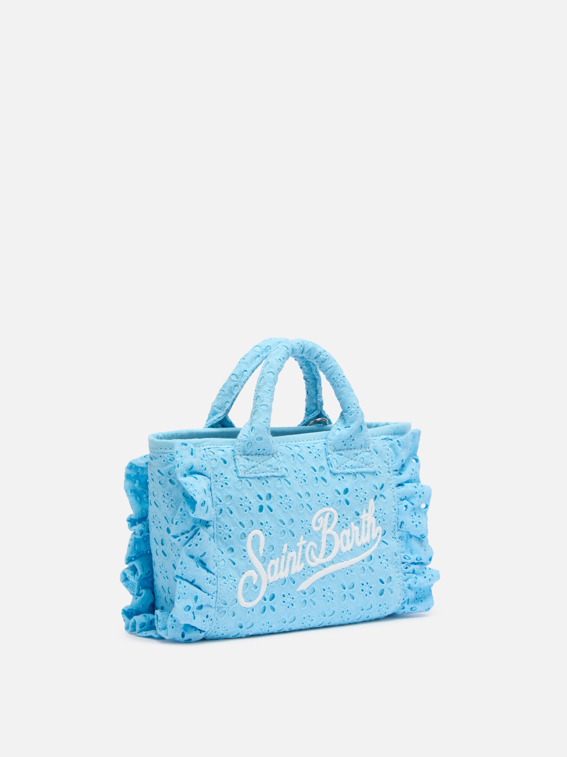 Light blue Sangallo lace Mini Vanity Volant bag - MC2 Saint Barth