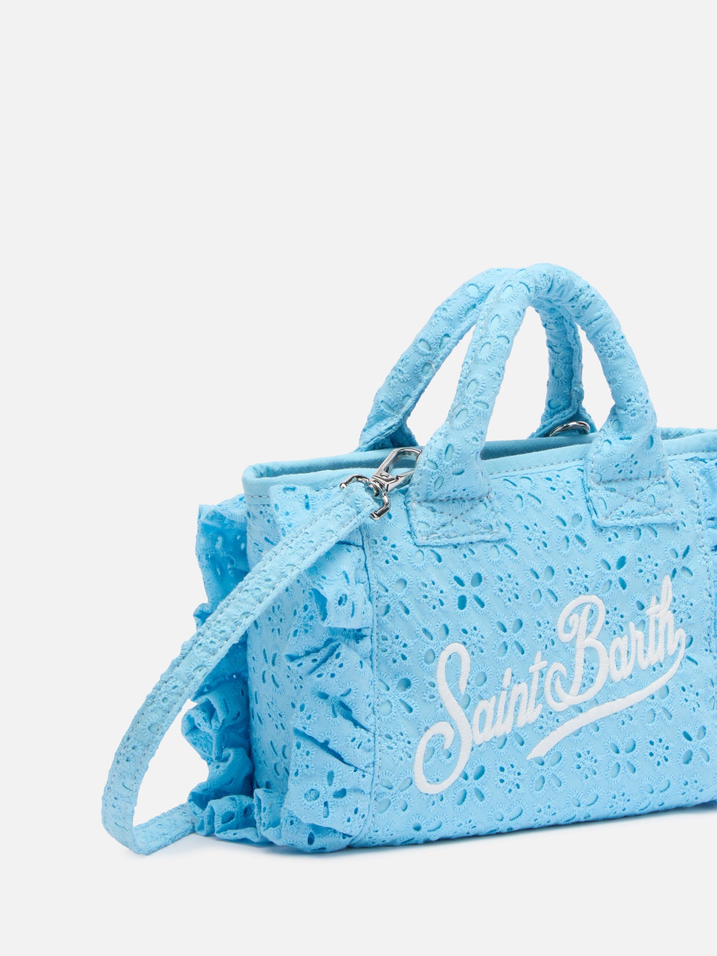 Light blue Sangallo lace Mini Vanity Volant bag - MC2 Saint Barth