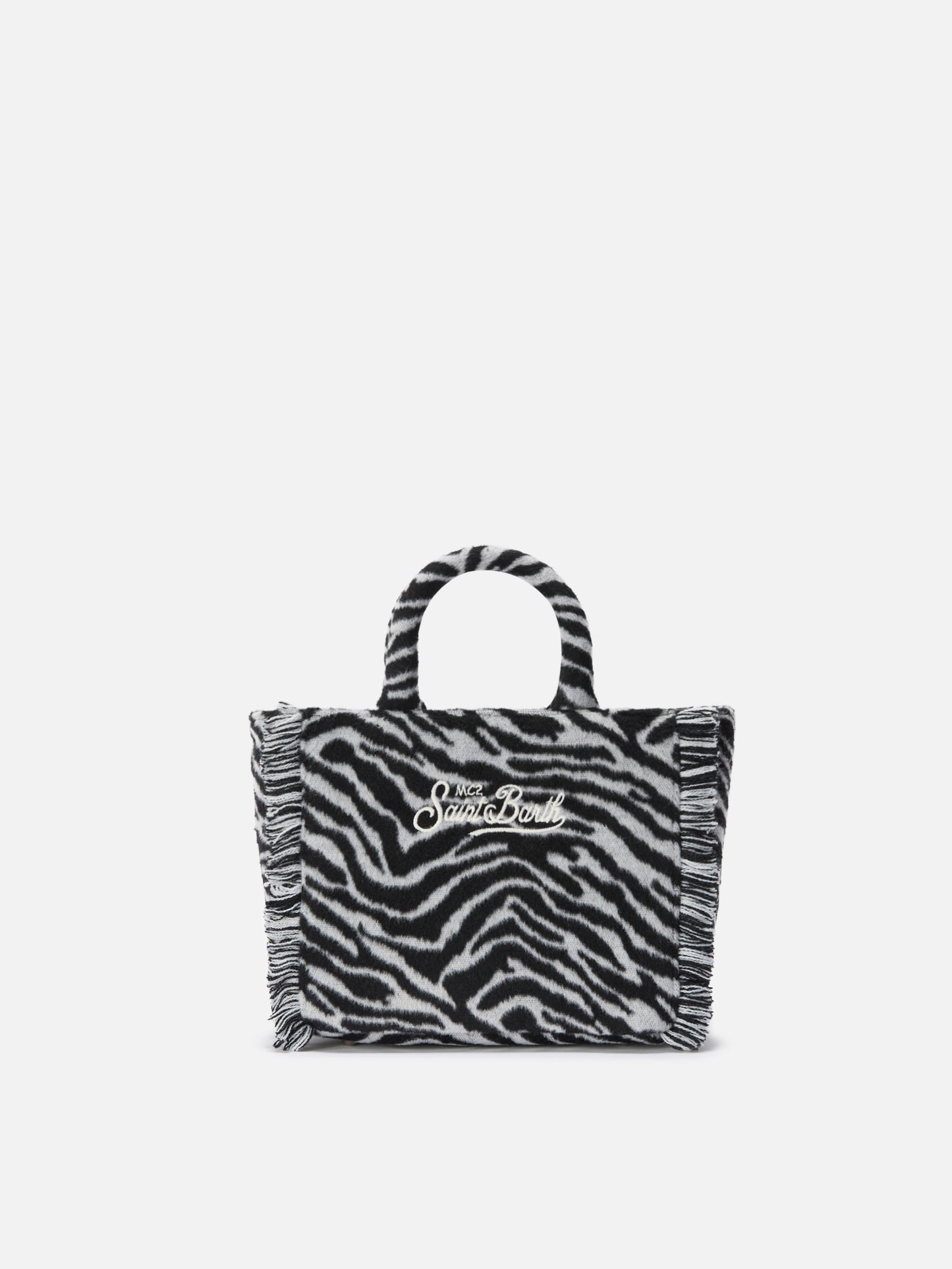 Vanity Mini Felt Handbag in zebra-print wool blend