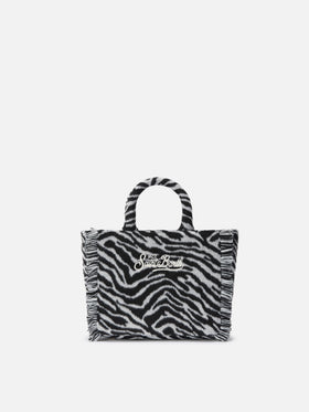 Vanity Mini Felt Handbag in zebra-print wool blend