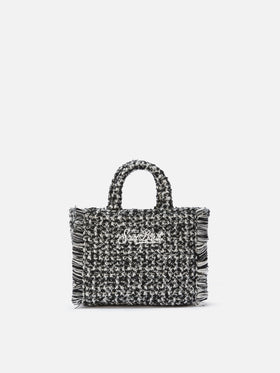 Vanity Mini Tweed Handtasche in Schwarz und Weiß