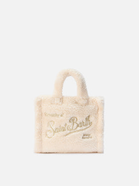 Vanity Mini Teddy Handbag in white sherpa
