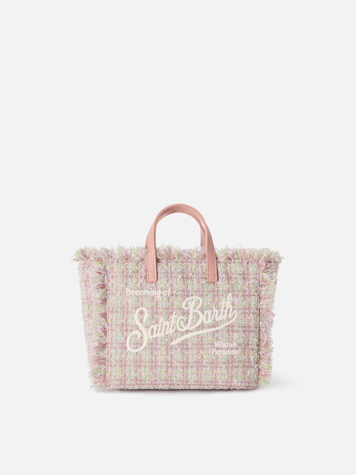 Rosa Mini Vanity-Bag aus Tweed mit Lurexfaden 