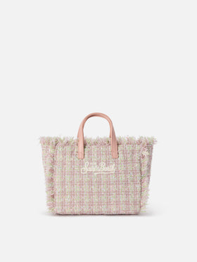 Rosa Mini Vanity-Bag aus Tweed mit Lurexfaden 