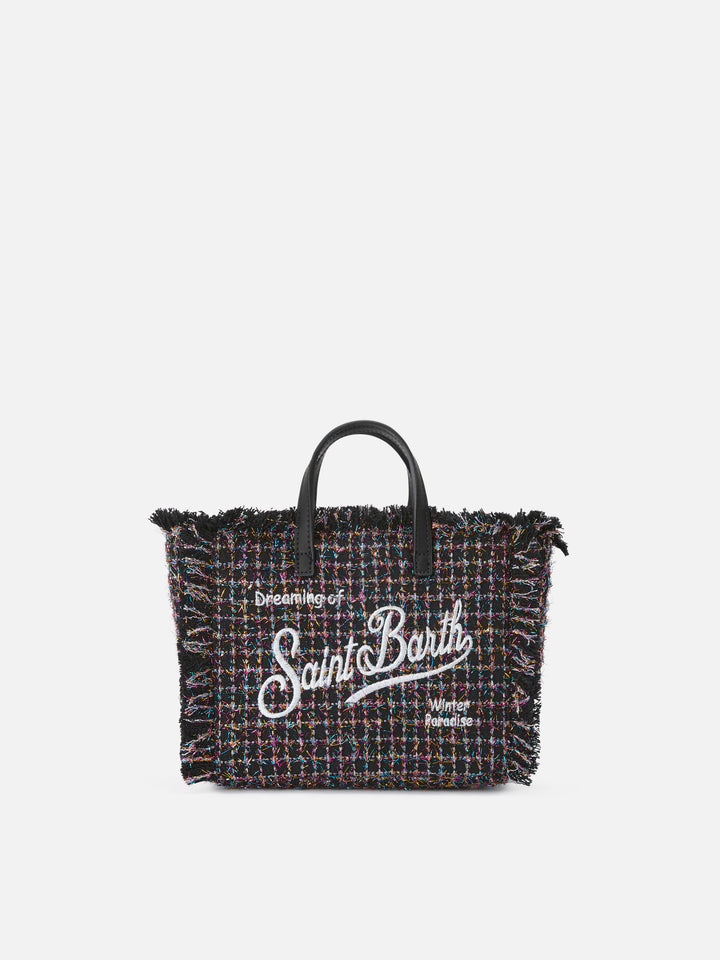 Black Mini Vanity bag in tweed with glossy finish