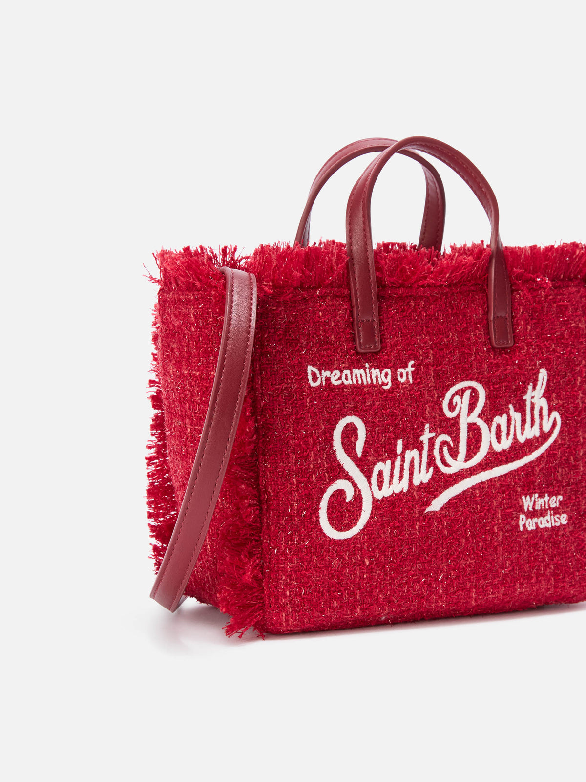 Mini sac Vanity rouge en tweed avec broderie logo 