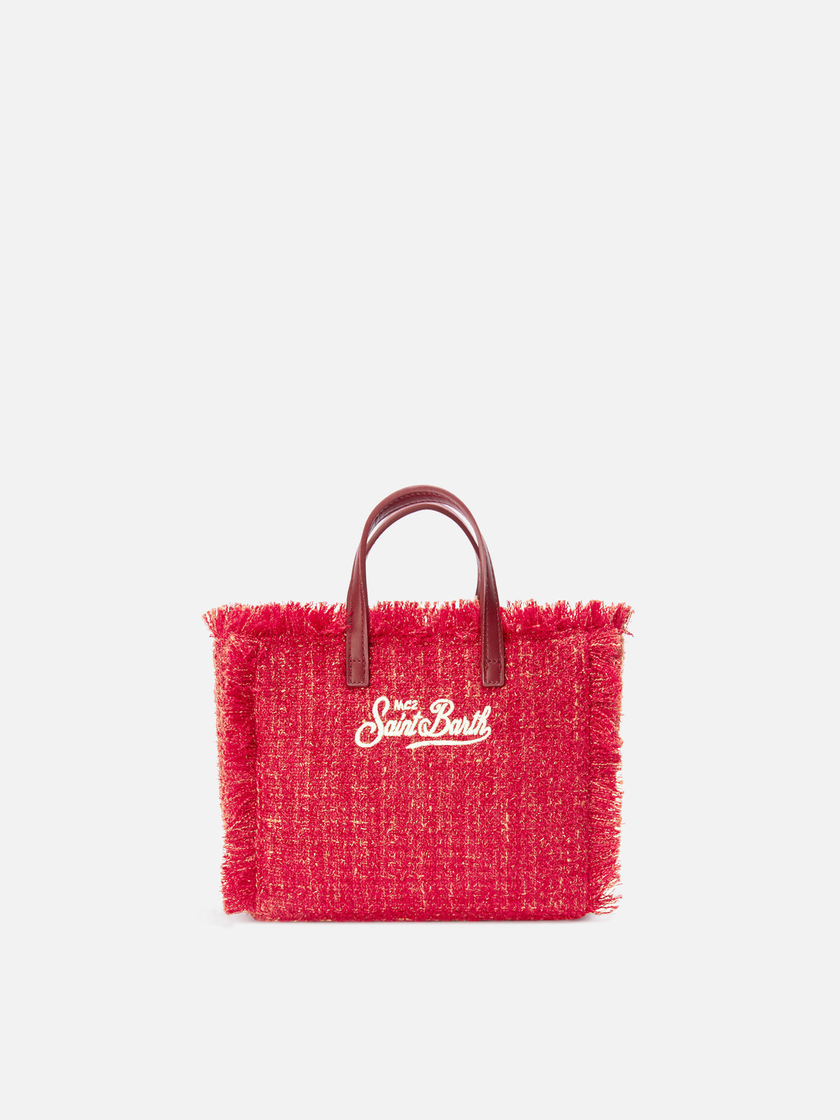Mini sac Vanity rouge en tweed avec broderie logo 