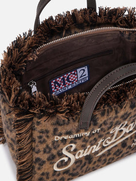 Mini Vanity Tasche aus Filz mit Leopardenprint 