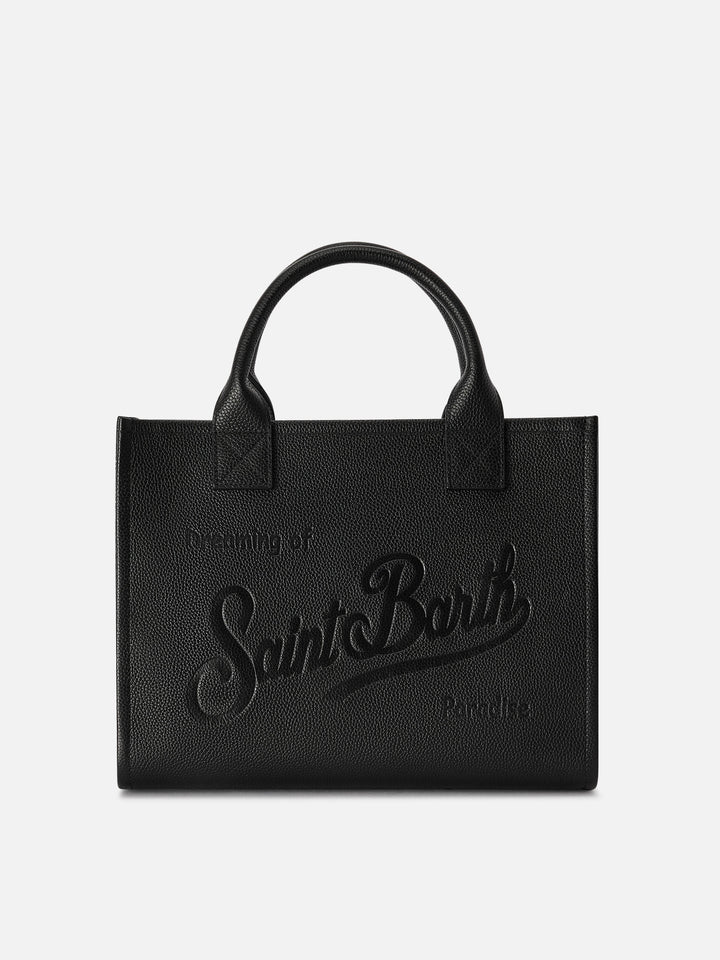 Neceser Vanity Large negro en piel granulada con logo con lettering 