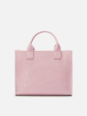 Vanity Bag Large Shoulder Bag in pink hammered leather
