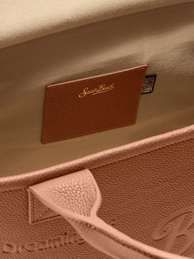 Vanity Bag Large Shoulder Bag in camel hammered leather