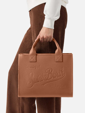 Vanity Bag Large Shoulder Bag in camel hammered leather