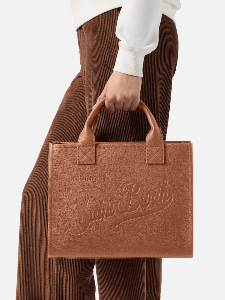 Vanity Bag Large Shoulder Bag in camel hammered leather