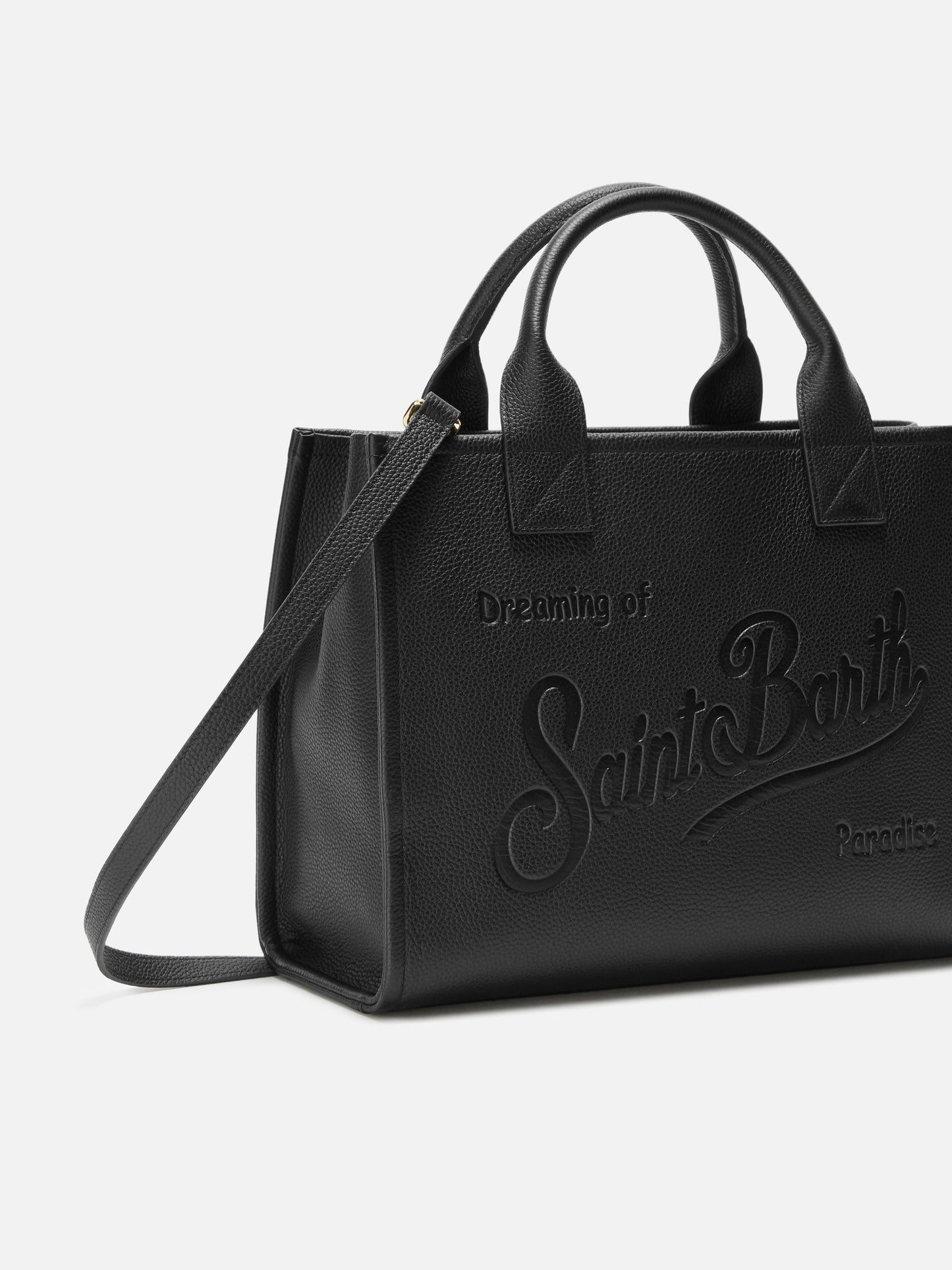 Borsa a spalla Vanity Bag Large in pelle martellata nero