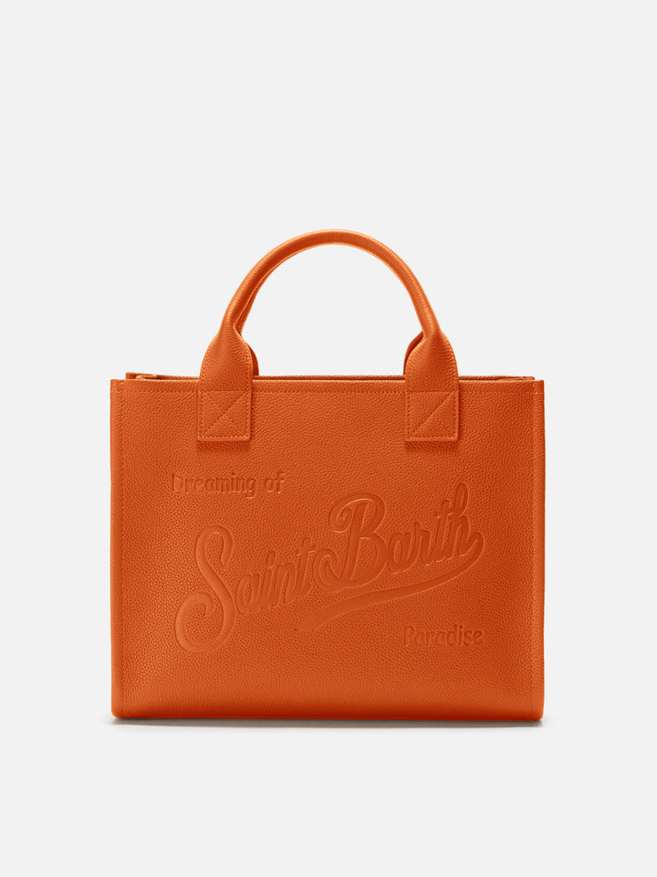 Vanity Bag Large Shoulder Bag in orange hammered leather