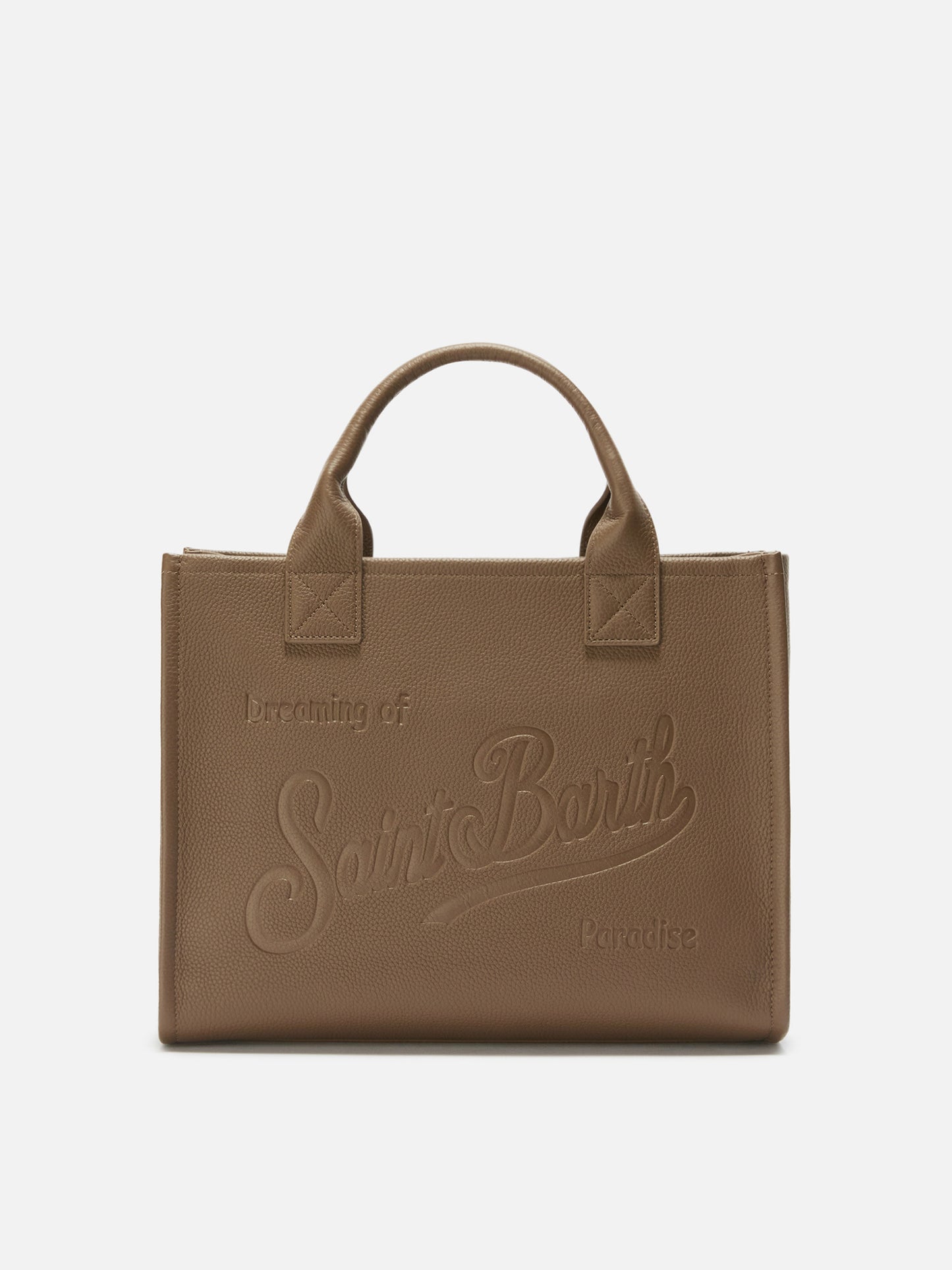 Große Vanity Bag Schultertasche aus braunem, gehämmertem Leder