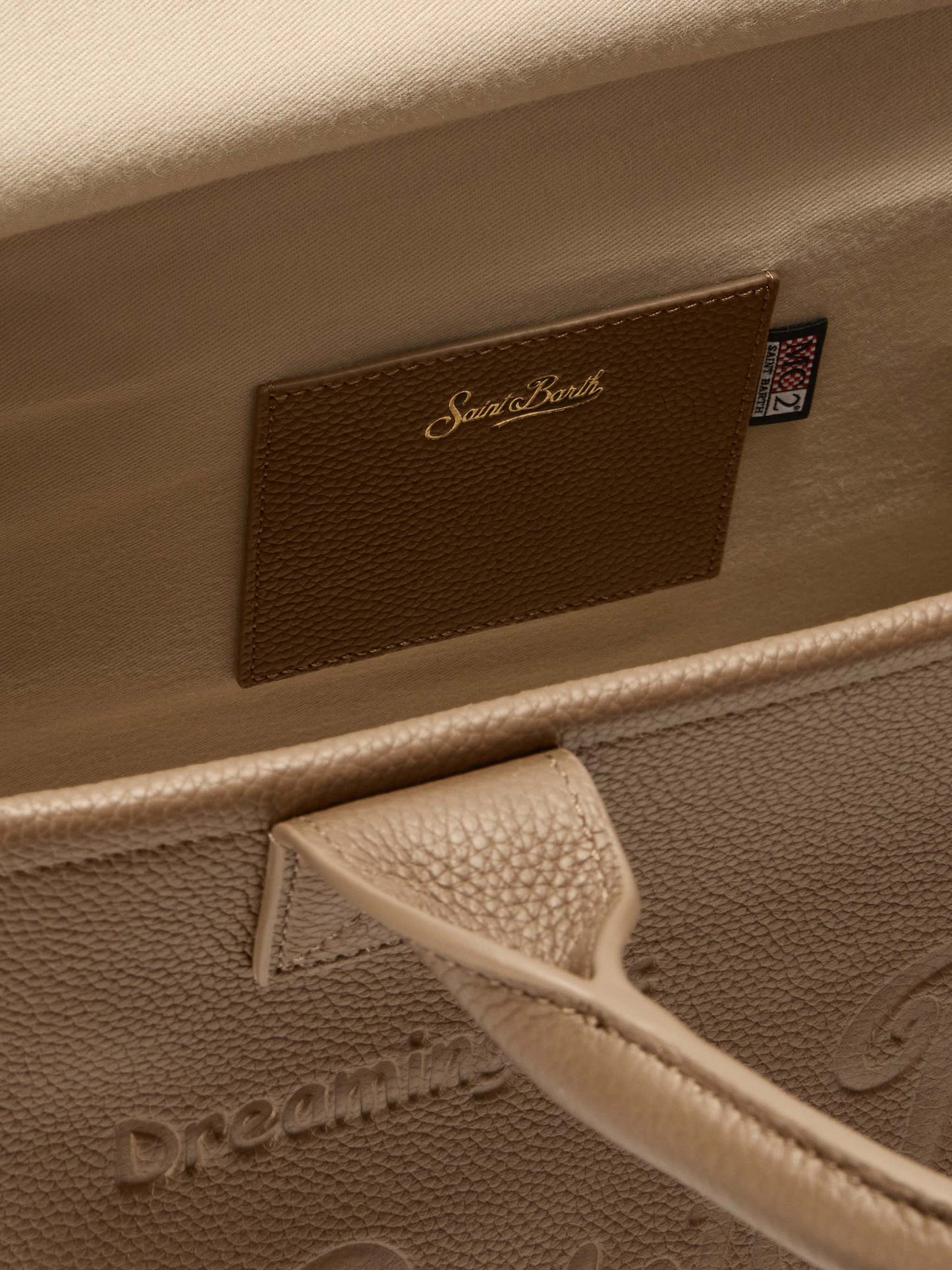 Große Vanity Bag Schultertasche aus braunem, gehämmertem Leder