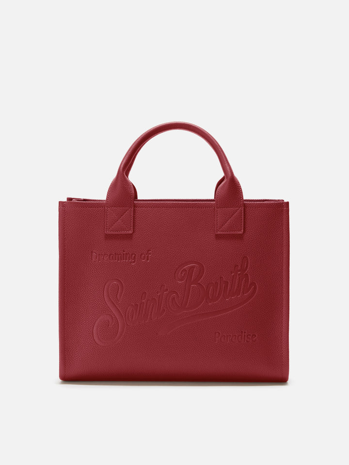 Borsa a spalla Vanity Bag Large in pelle martellata burgundy