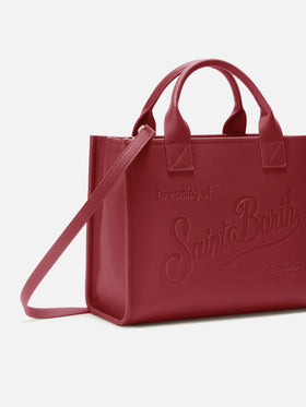 Borsa a spalla Vanity Bag Large in pelle martellata burgundy