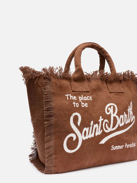 Brown cotton canvas Vanity tote bag