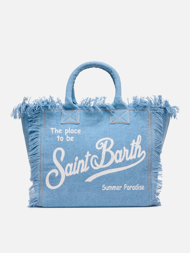 Light denim fabric Vanity tote bag